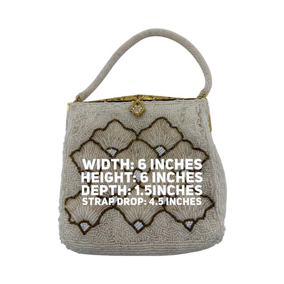 Vintage Shell Beaded Kiss lock Top Handle bag*Ornate Art Deco Style*hand beaded - Picture 8 of 8